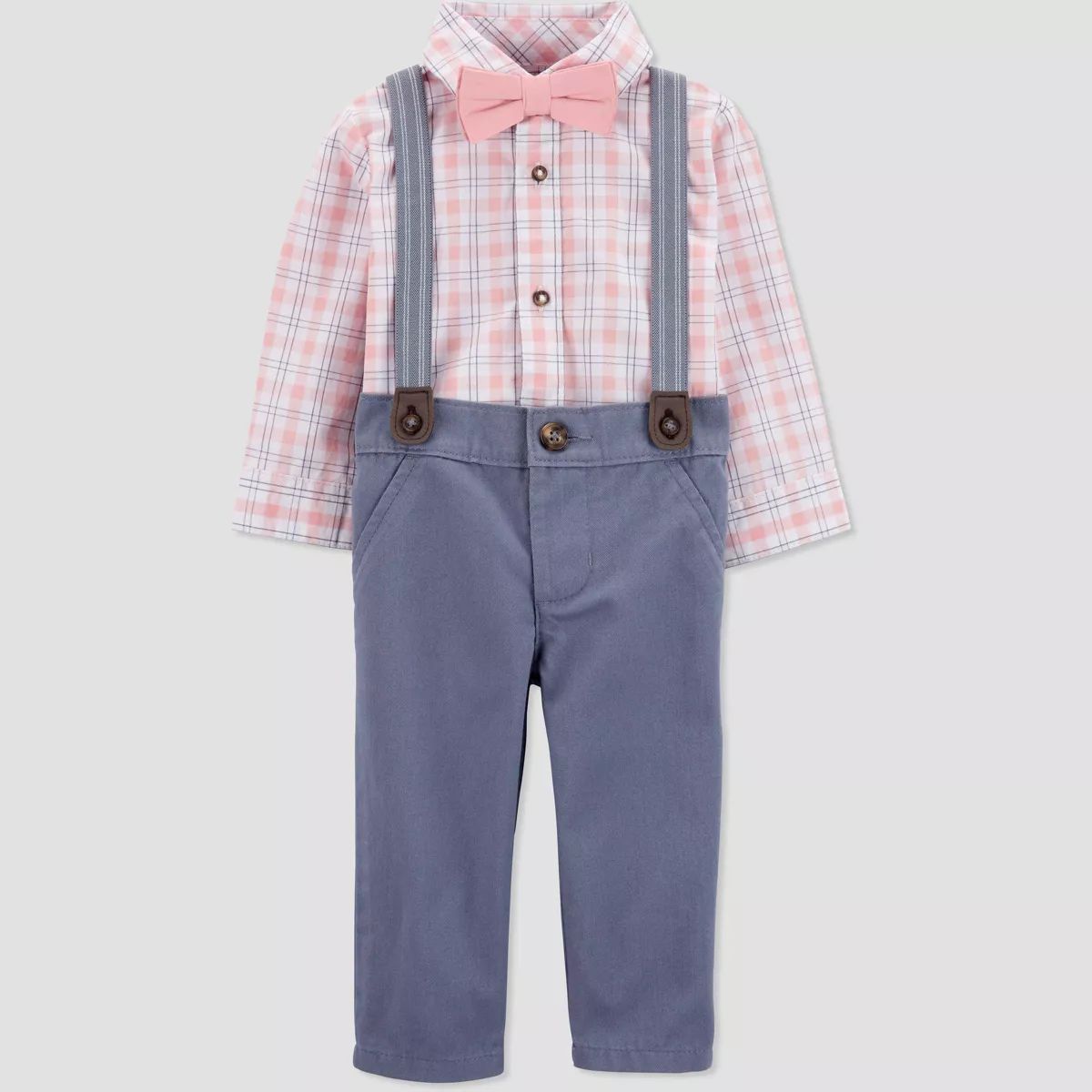 Carter's Just One You® Baby Boys' Plaid Suspender Top & Pants Set with Bow Tie - Orange/Gray New... | Target