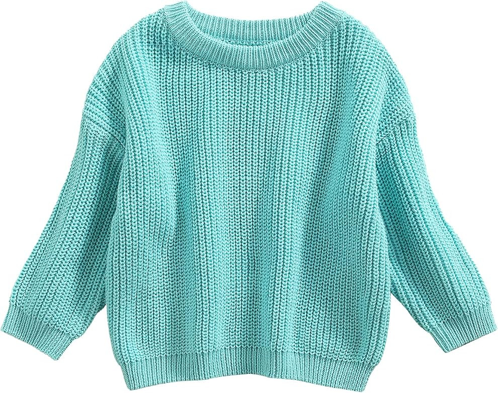 Toddler Baby Girl Boys Sweater Round Neck Long Sleeve Candy Color Knitted Pullover Tops Autumn Wi... | Amazon (US)