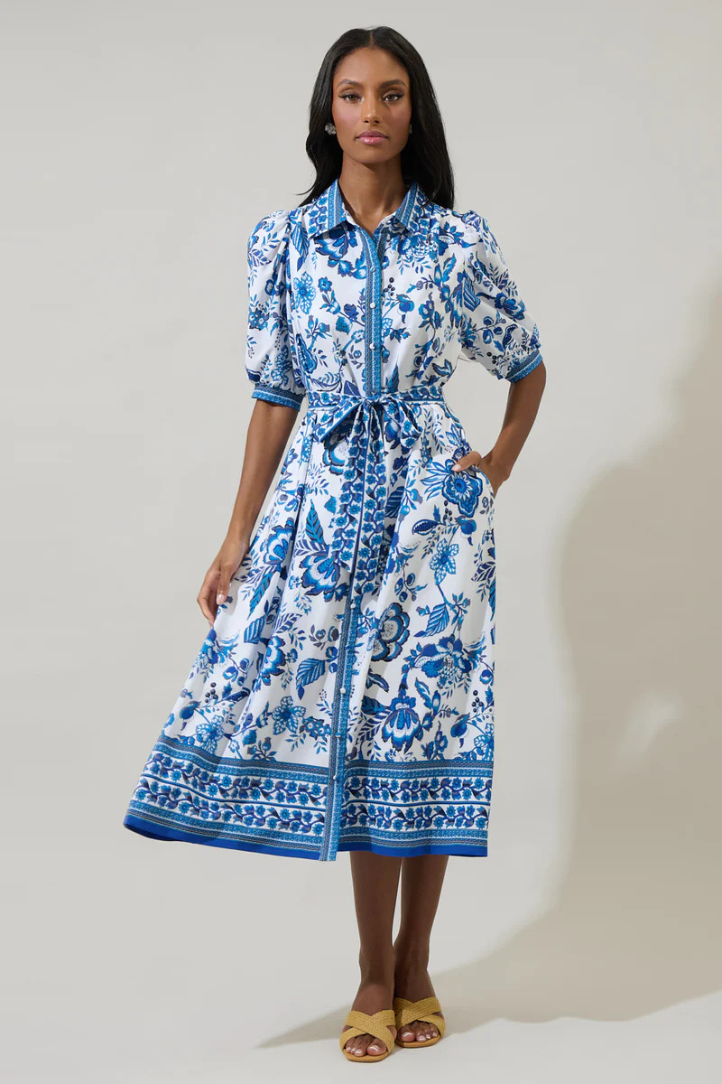 Salema Floral Vienna Midi Shirt Dress | Sugarlips