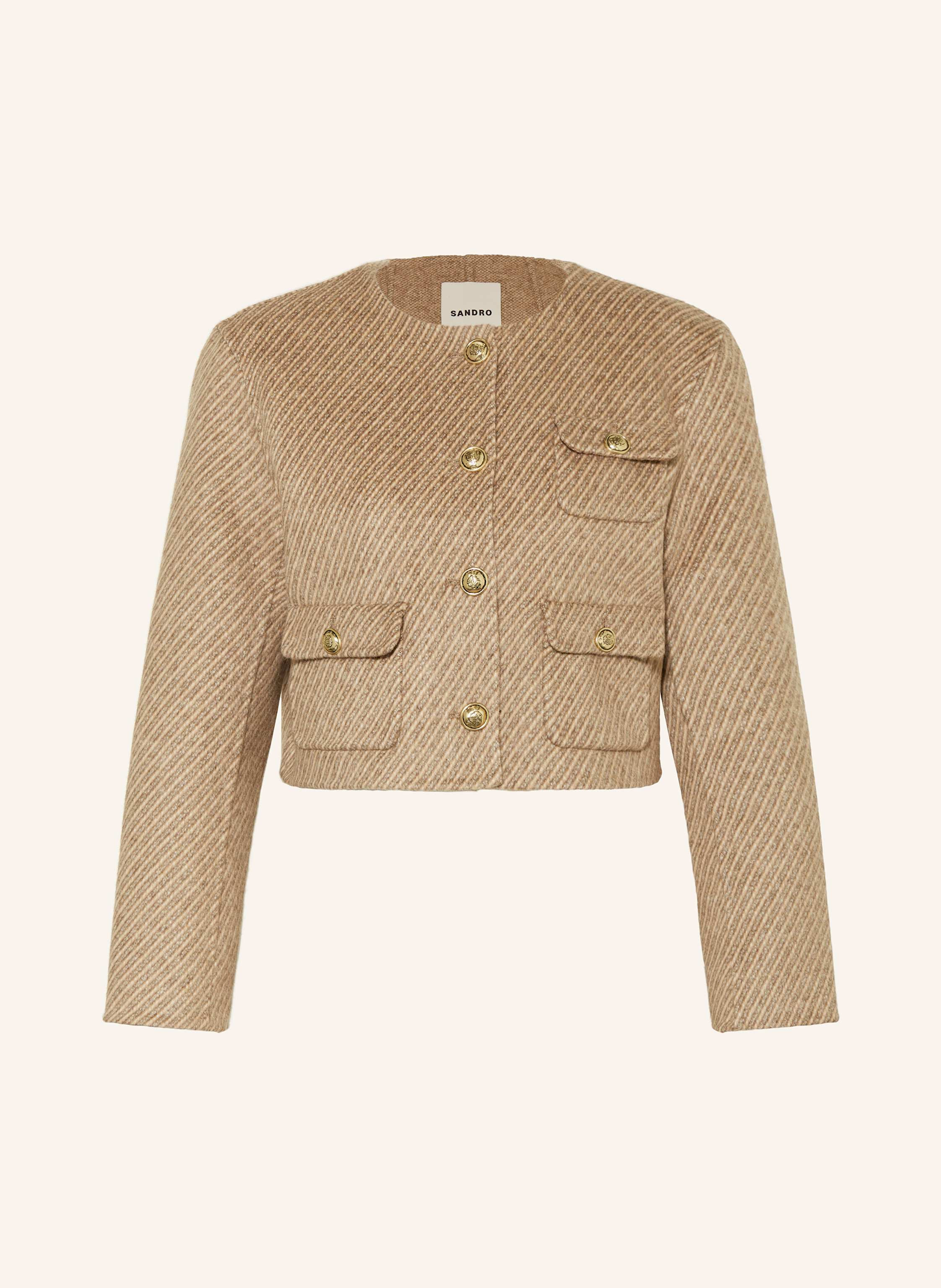 SANDRO Cropped-Jacke in beige/ grau | Breuninger (DACH)
