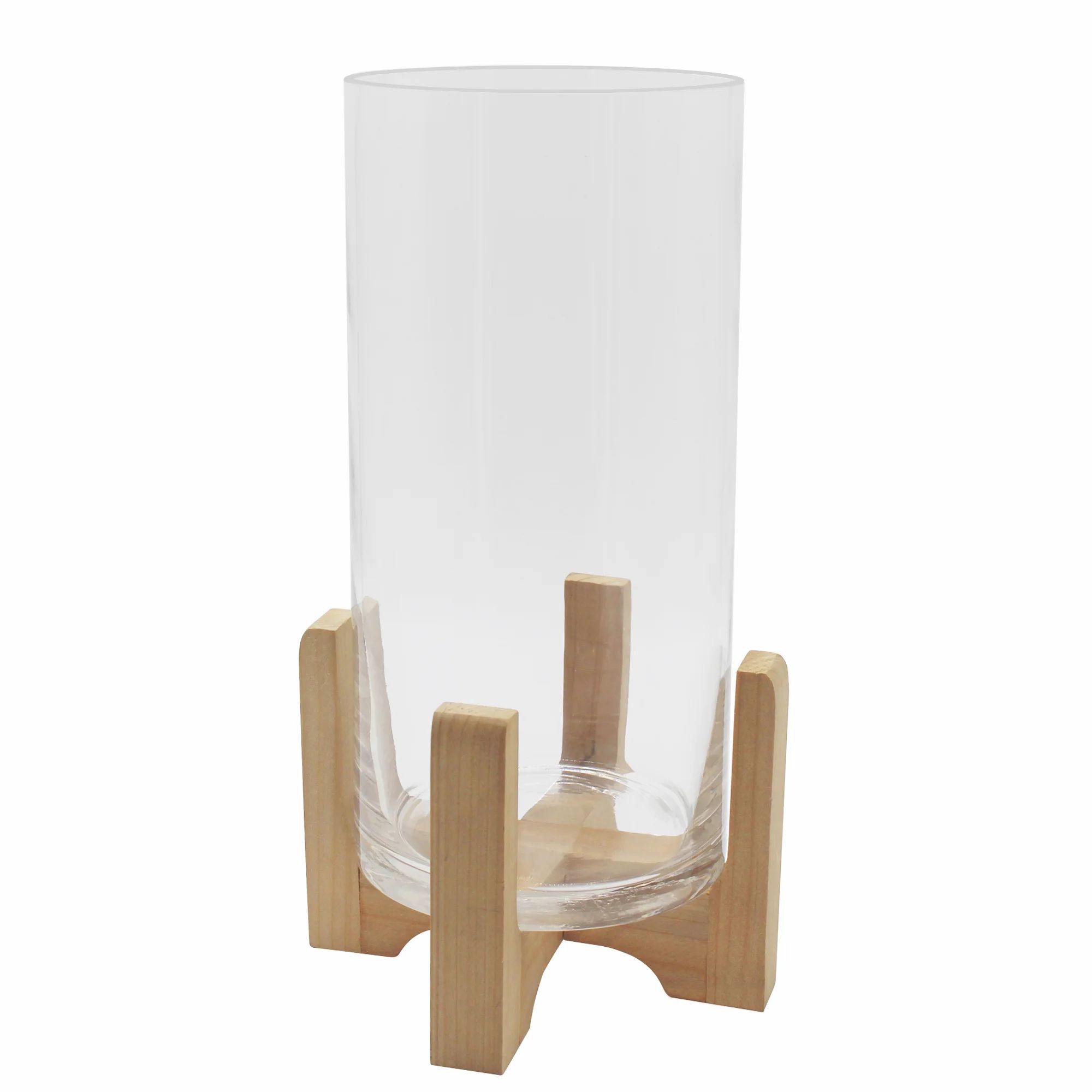Better Homes & Gardens 11.5" Glass Hurricane Candleholder on Wood Stand - Walmart.com | Walmart (US)