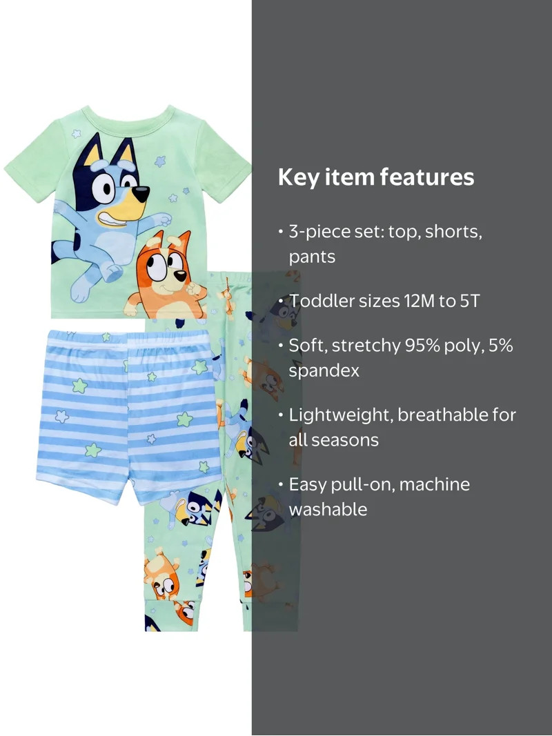 Character Toddler Top, Pants and Shorts Pajama Set, 3-Piece, Sizes 12M-5T | Walmart (US)