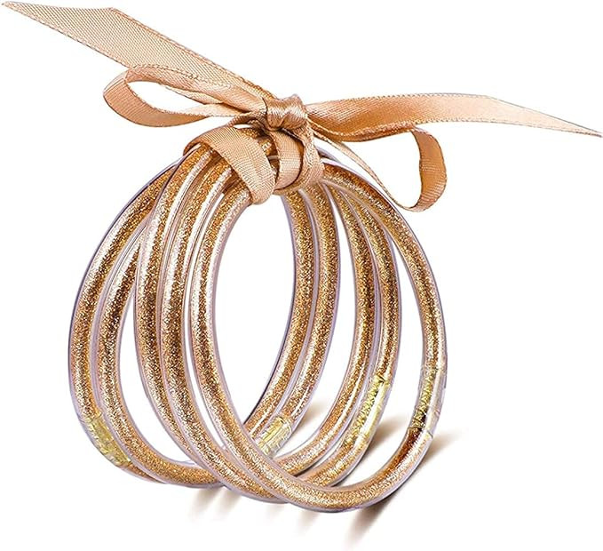 HIIXHC Glitter filled Jelly Bangle Bracelets, Lightweight Cute Silicone Bracelets Best Gifts for ... | Amazon (US)