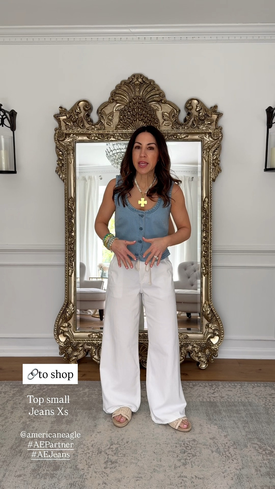 New arrivals from @americaneagle and girls you are going to love everything! Denim on denim spring outfits, baggy jeans, denim shorts, and cute spring tops to pair with everything! #AEPartner #AEJeans 

White jeans Xs. Blue baggy jeans Xs short. Two tone jeans 0 short. Cuff shorts 2. A-line shorts 2 (need 0). White tee medium. Other tops small. Flip-flops TTS. 



#LTKSaleAlert #LTKPetite #LTKOver40