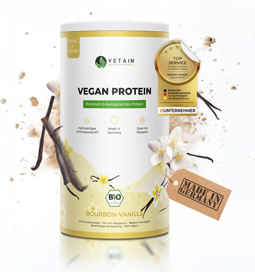 Vetain Vegan Protein VANILLE - BIO Veganes Proteinpulver - Bestens verträglich, natürlich lecke... | Amazon (DE)