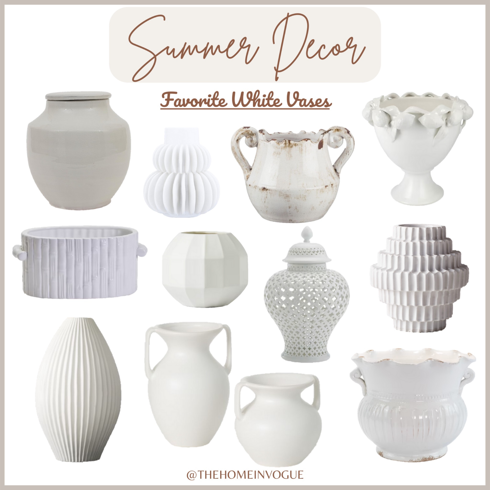 Summer home decor, white planters, white urns, White vases, neutral home decor, Nordic style vases, tall vases, scalloped urn planter, white pierced ginger jar, large vases, cream vases, pleated design vase, round vases, asymmetric vase, fluted white vase, terracotta vase set, ceramic vase, stoneware vase, textured white vase, ceramic vase, stoneware planter, faceted vase, footed planter, pedestal vase, cache pot, handmade pottery, ribbed urn, ribbed vase, hobnail vase, modern vase 

#LTKsalealert #LTKhome #LTKSeasonal