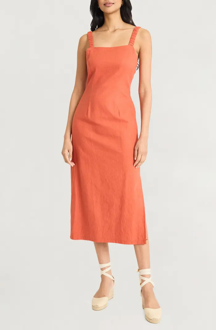 Linen Blend Midi Dress | Nordstrom