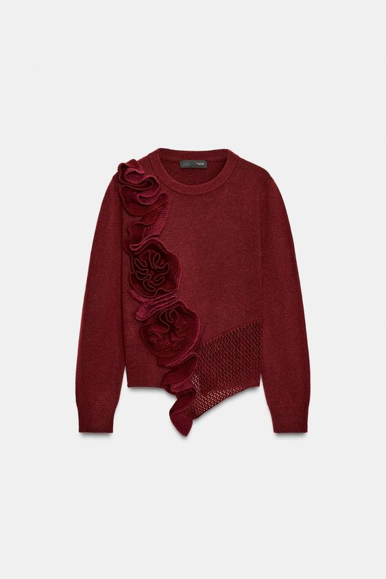 FLORAL TEXTURED KNIT JUMPER | Zara US