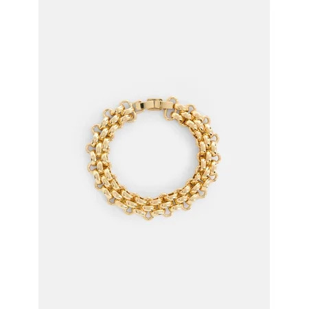 Free Assembly Women's Goldtone Chunky Link Bracelet, 7.5" + .5" Clasp | Walmart (US)