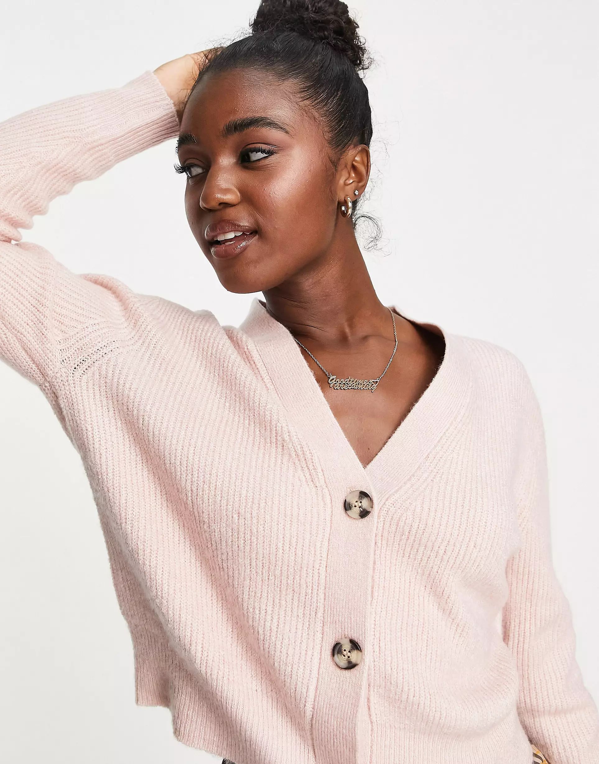 New Look cropped cardigan in light pink | ASOS (Global)