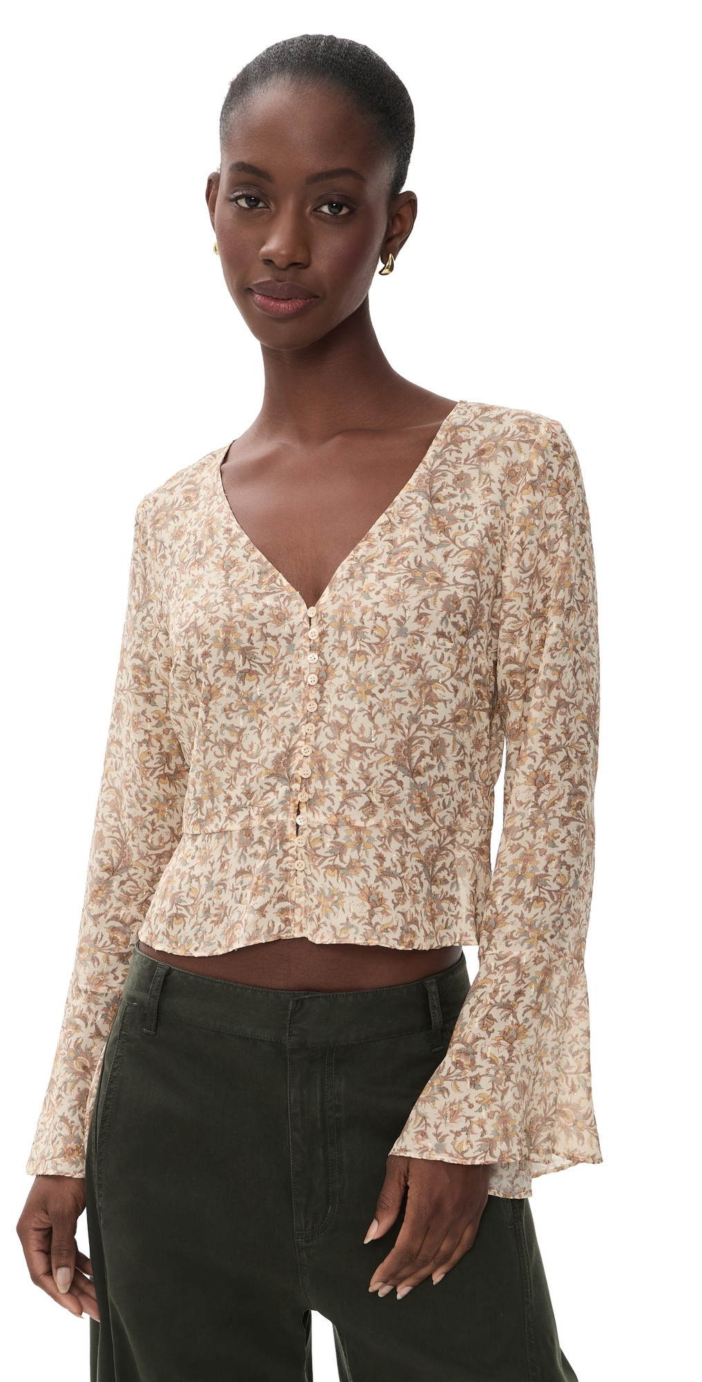 PAIGE Mila Blouse Ecru Multi XL | Shopbop