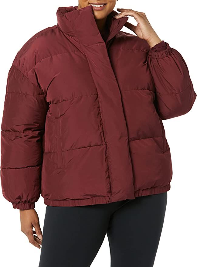 Daily Ritual Women's Relaxed-Fit Mock-Neck Short Puffer Jacket (Available in Plus Size) | Amazon (US)