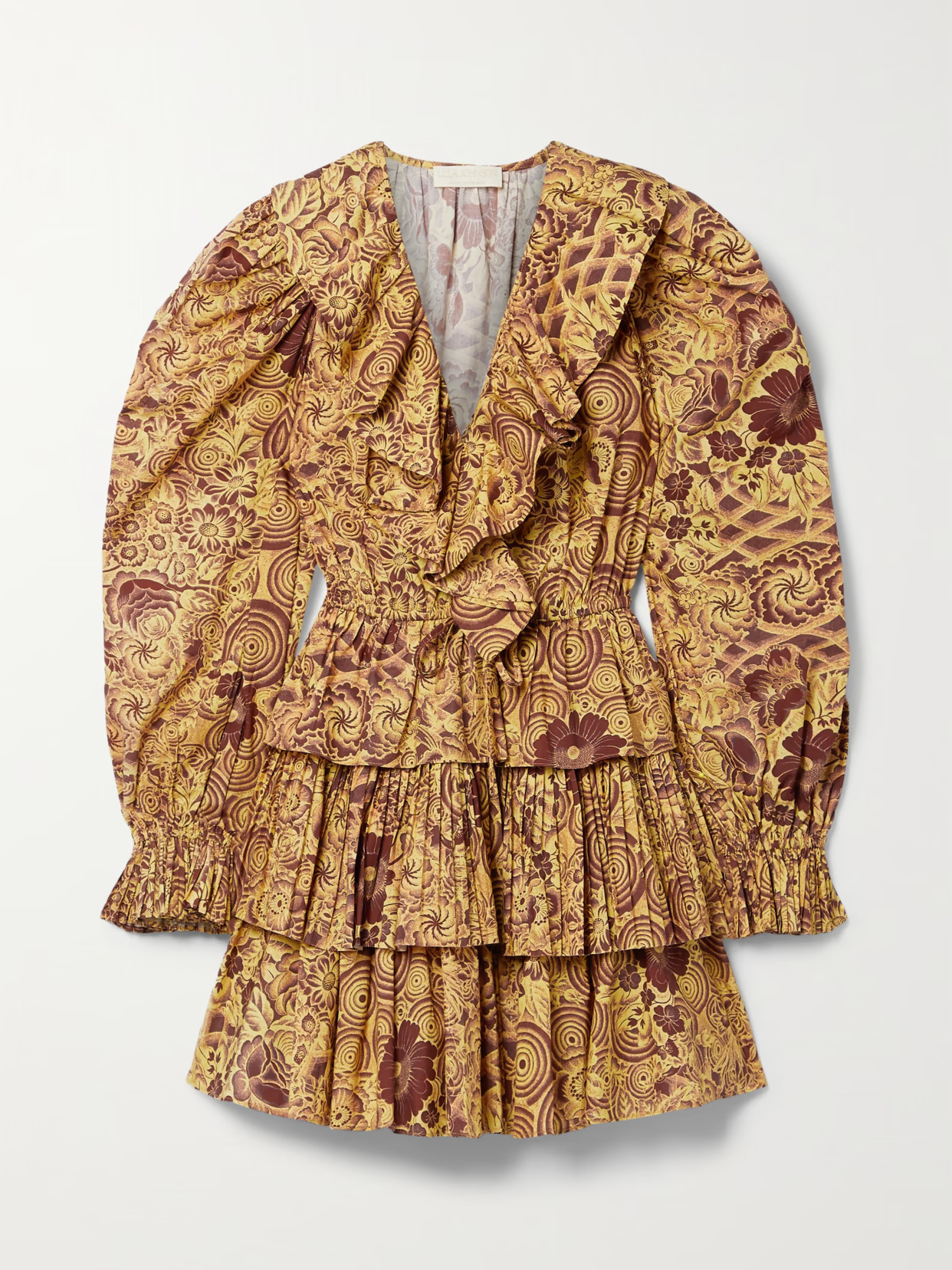 Ulla Johnson - Lola Tiered Ruffled Printed Cotton-poplin Mini Dress - Yellow | NET-A-PORTER (US)