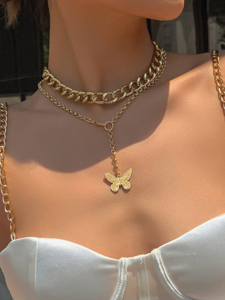 2pcs Butterfly Decor Necklace | SHEIN