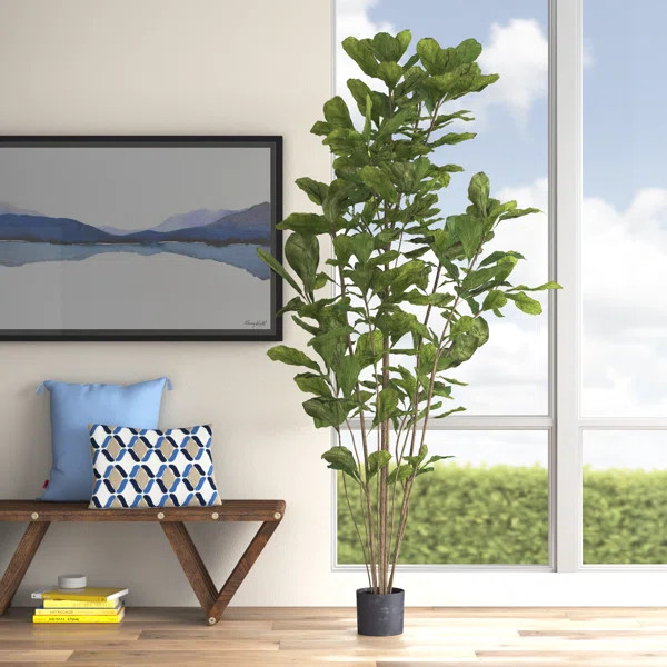 Artificial Potted Fiddle Leaf Fig Tree in Pot | Wayfair North America