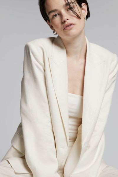 Relaxed Double-Breasted Linen Blazer | H&M (UK, MY, IN, SG, PH, TW, HK)