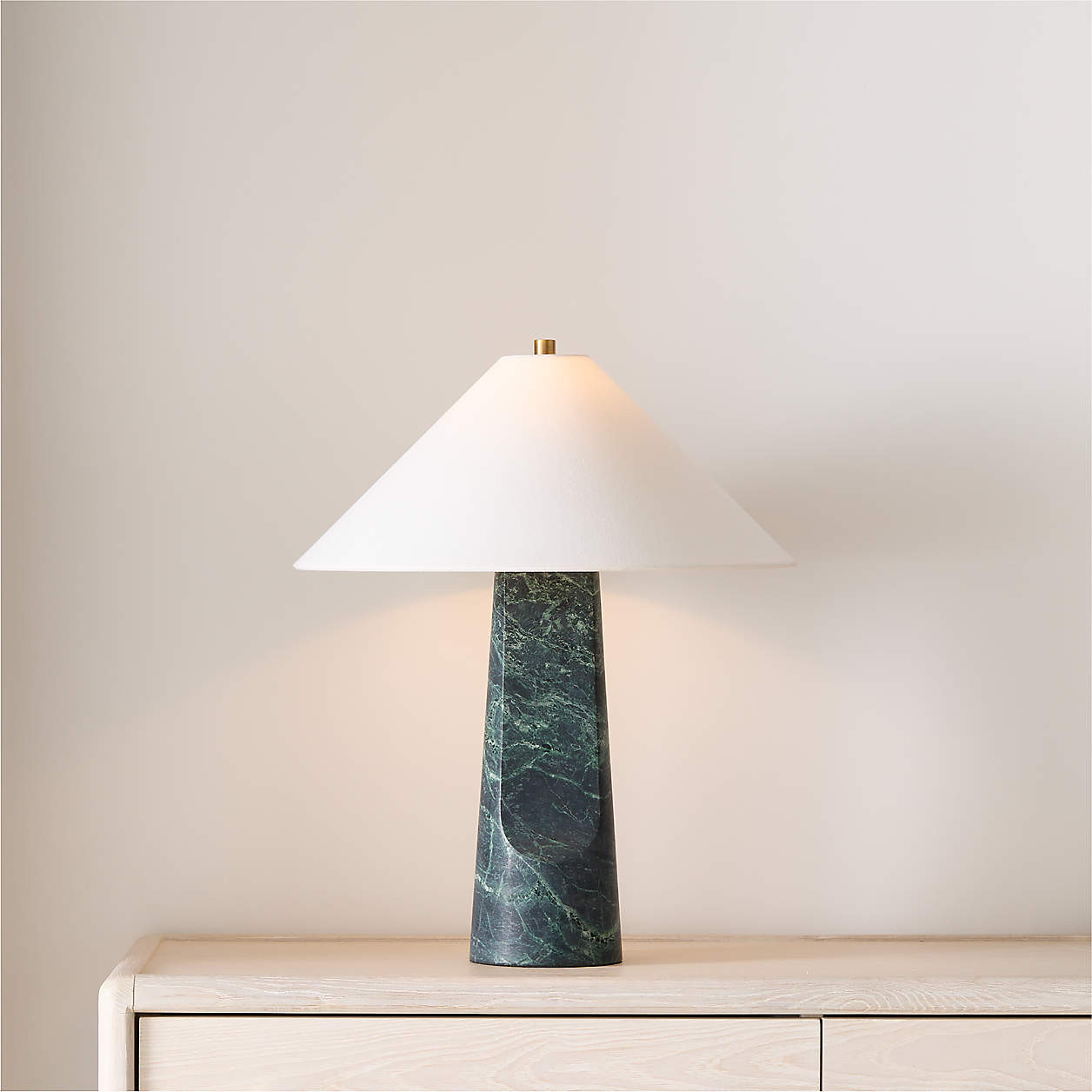 Petra Green Marble Table Lamp with Fabric Shade 24.5" + Reviews | Crate & Barrel | Crate & Barrel