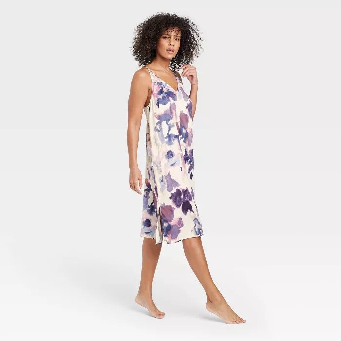 Women's Floral Print Satin Nightgown - Stars Above™ Cream | Target