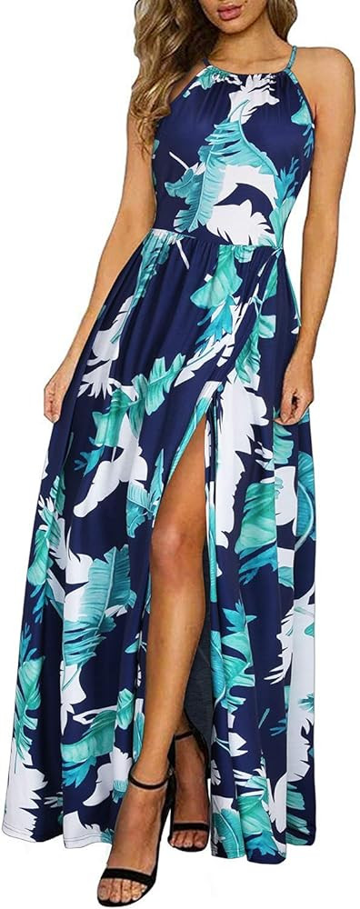 KILIG Women's Summer Floral Beach Flowy Split Maxi Long Dresses | Amazon (US)