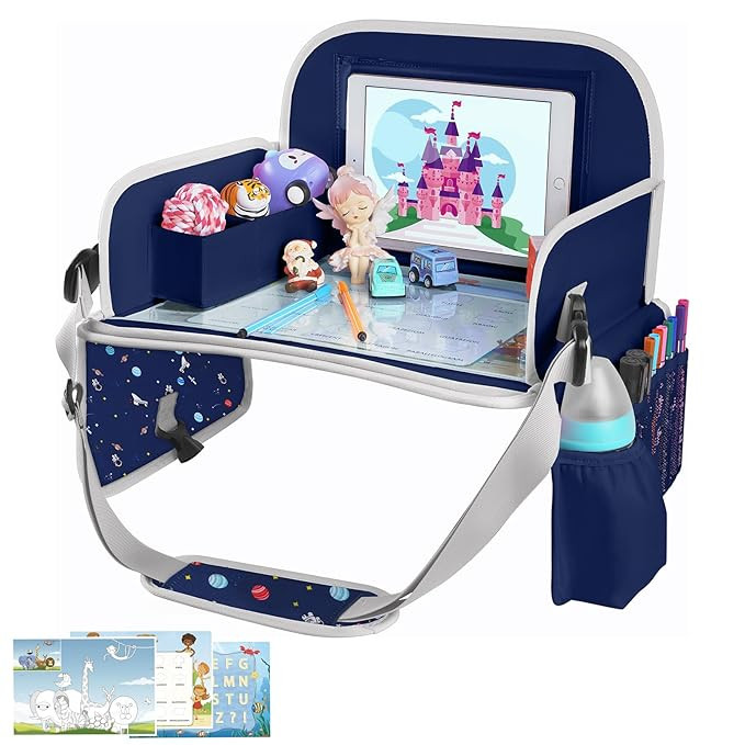 MENZOKE Car Seat Tray for Kids with Educational Drawing Board, Tablet Holder & Cooler Cup Holder,... | Amazon (US)