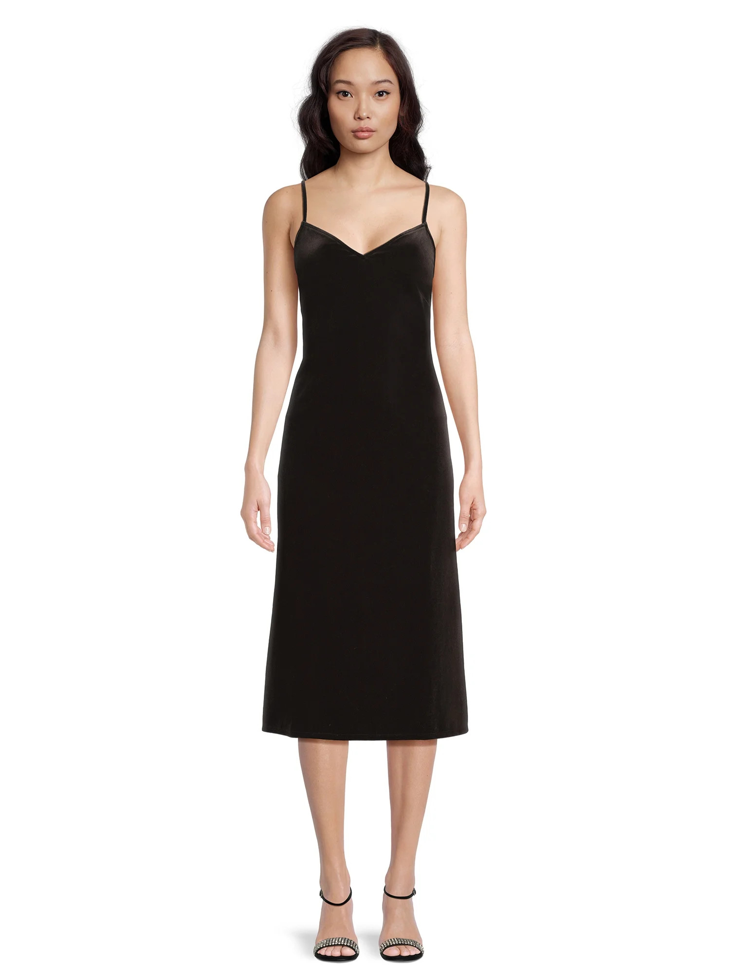 Time and Tru Women's Velvet Slip Dress, Sizes XS-XXXL | Walmart (US)