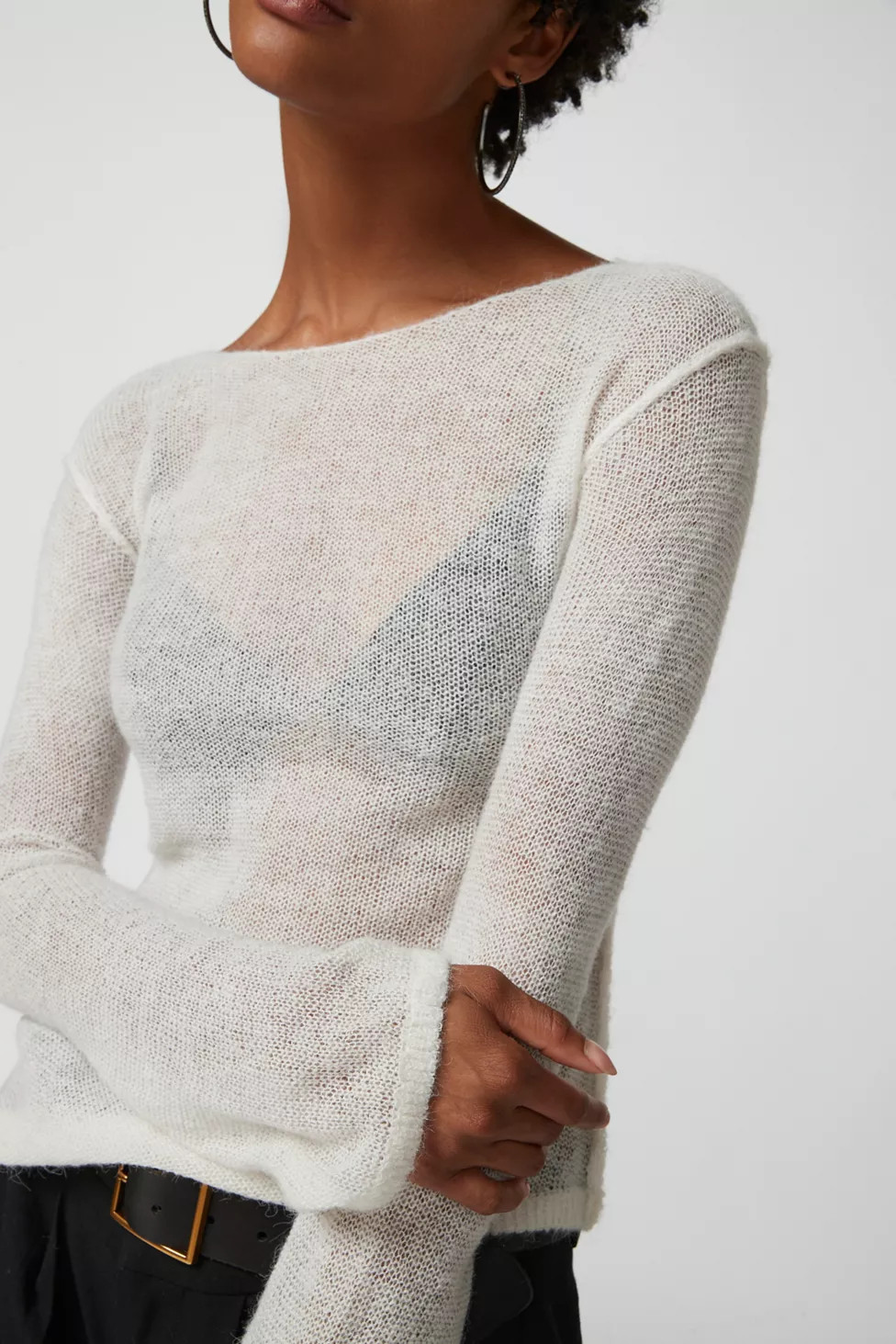 UO Santiago Semi-Sheer Asymmetrical Sweater | Urban Outfitters (US and RoW)