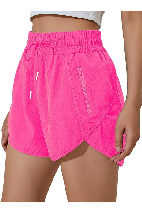 BMJL Women's Running Shorts Elastic High Waisted Shorts Pocket Sporty Workout Shorts Quick Dry At... | Amazon (US)