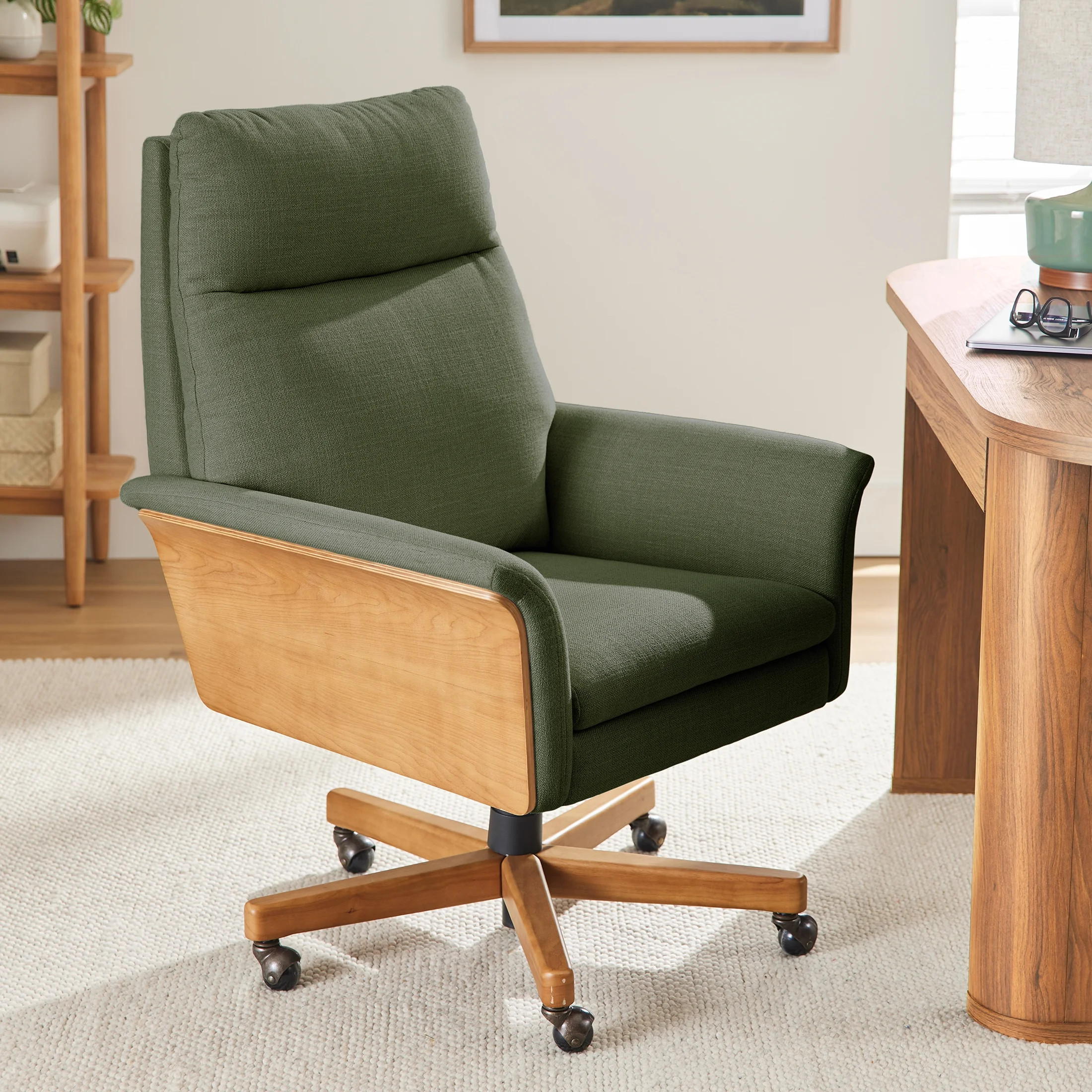 Better Homes & Gardens Juliet Tall Back Office Chair, Olive and Light Honey Finish - Walmart.com | Walmart (US)
