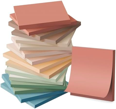 (16 Pack) Sticky Notes 3x3, Vintage Colors, Sticky Pads, Recyclable, Easy to Stick for Home, Offi... | Amazon (US)