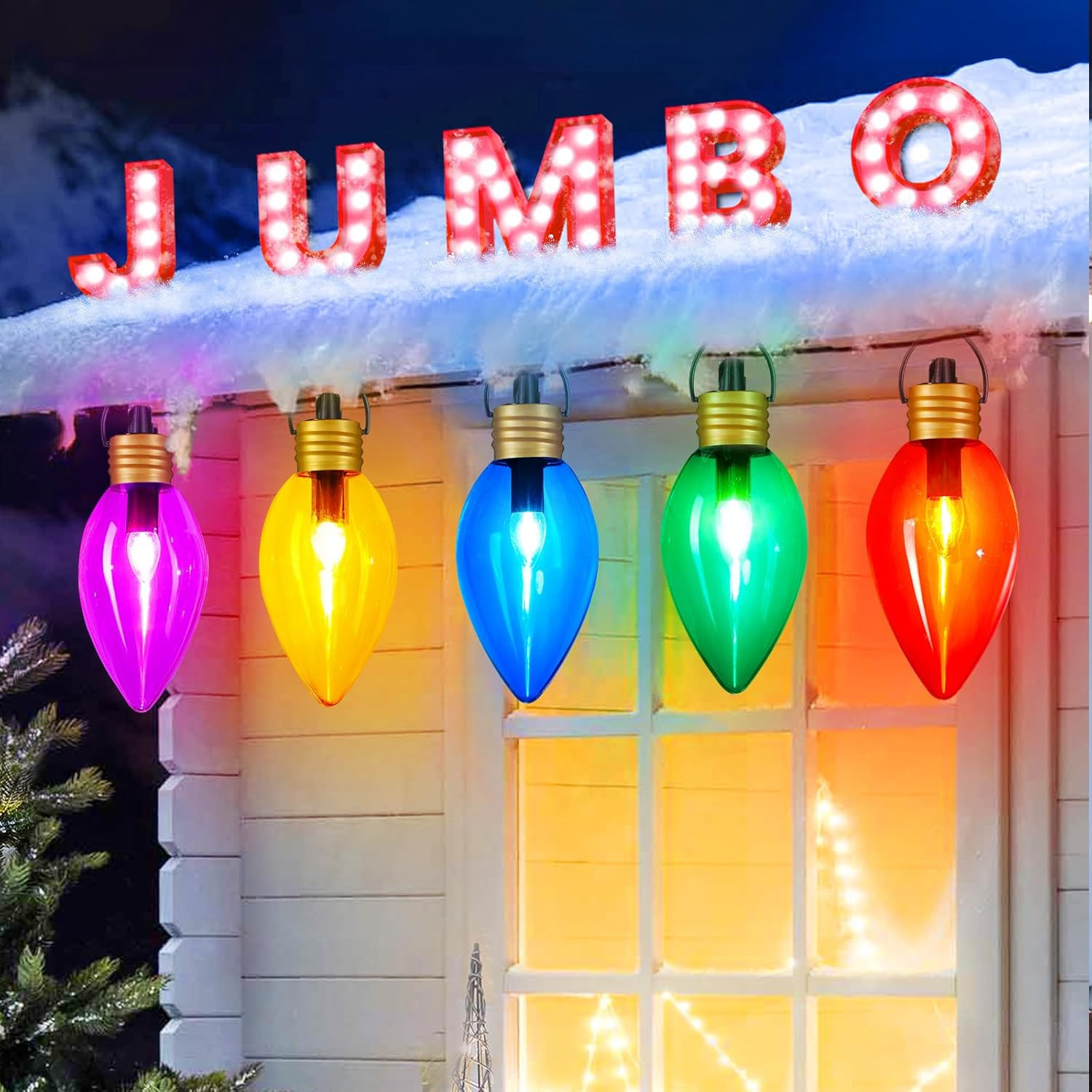 Super Jumbo C9 Christmas Pathway Lights - 11FT 5 LED C9 Pathway Light, Multicolor Christma Decora... | Amazon (US)