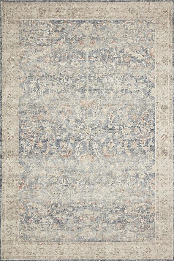 Loloi II Hathaway Collection HTH-02 Denim/Multi, Traditional 7'-6" x 9'-6" Area Rug | Amazon (US)