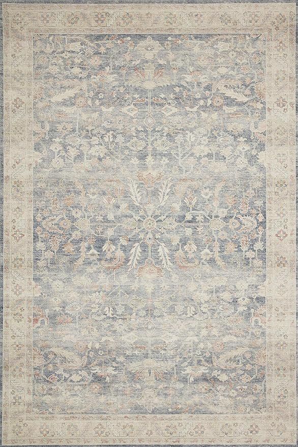 Loloi II Hathaway Collection HTH-02 Denim / Multi 7'-6" x 9'-6", .25" Thick, Area Rug, Soft, Dura... | Amazon (US)