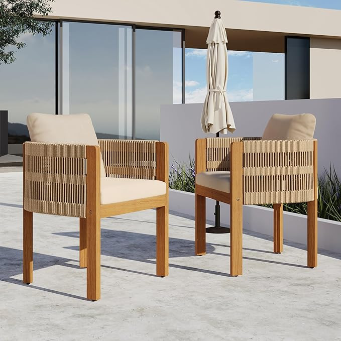 Christopher Knight Home Levi Set of 2 Outdoor Dining Chairs, Acacia Wood Patio Dining Room Chair ... | Amazon (US)