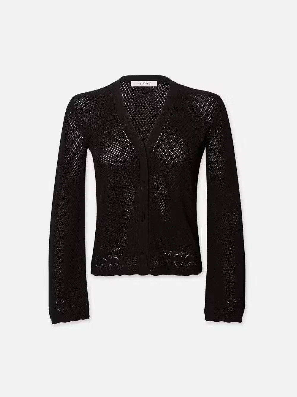 Pointelle Cardi  in  Black | Frame Denim