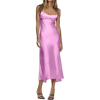 LILLUSORY Womens Corset Satin Silk Spaghetti Midi Dresses Bodycon Backless Strap Cutout Dress | Amazon (US)