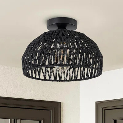 Boho Ceiling Light Fixture Hand-Woven Flush Mount Chandelier For Bedroom Kitchen Entryway Nursery Hallway Lighting | Wayfair North America