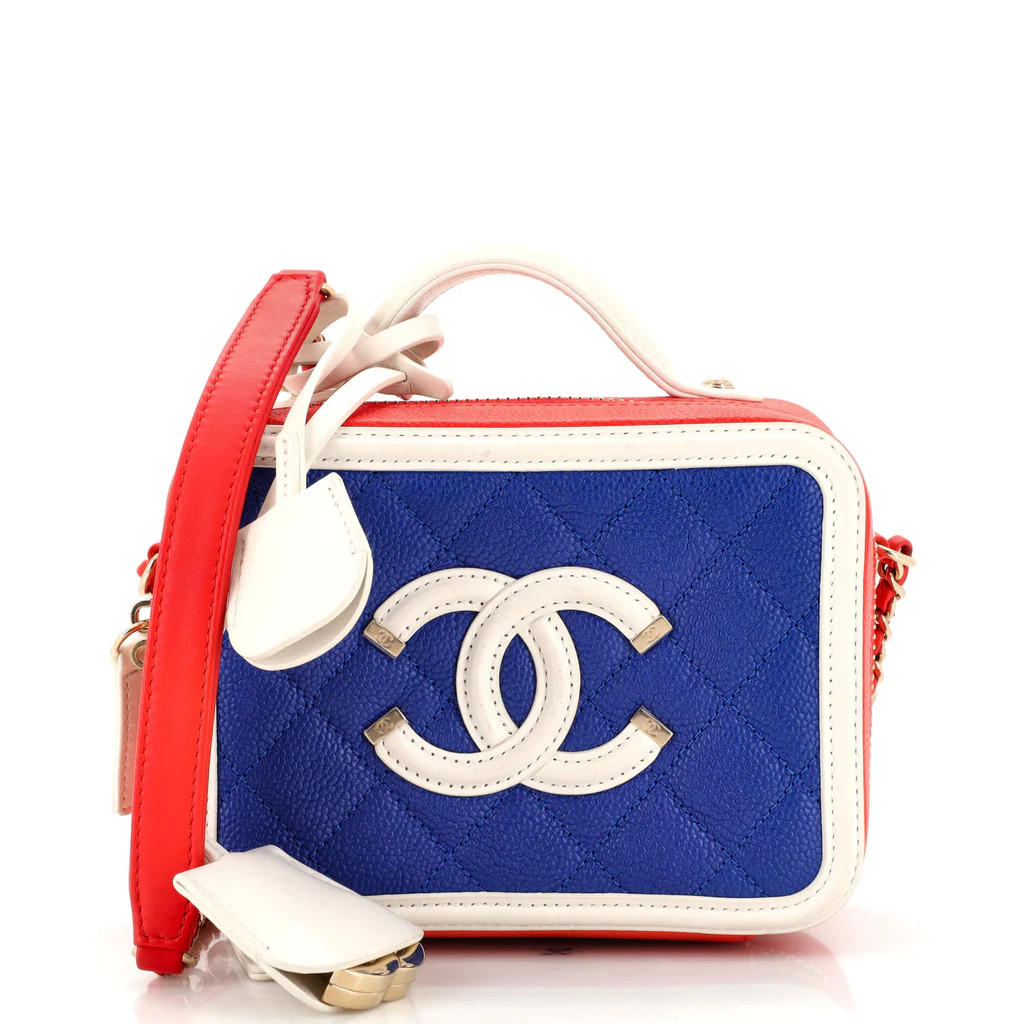 Filigree Vanity Case Quilted Caviar Small | Rebag