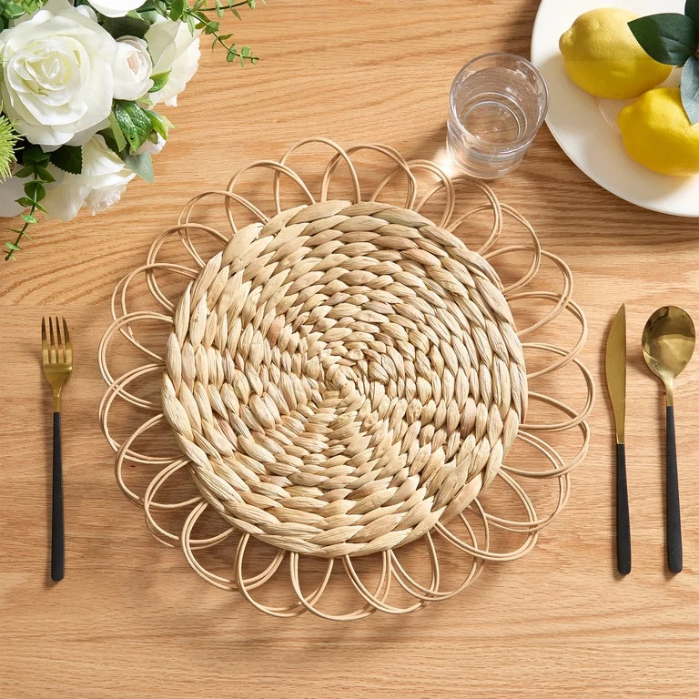Round Rattan Table Placemat, Brown, 15", by My Texas House | Walmart (US)