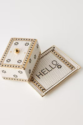 Bistro Tile Hello Butter Dish | Anthropologie (US)