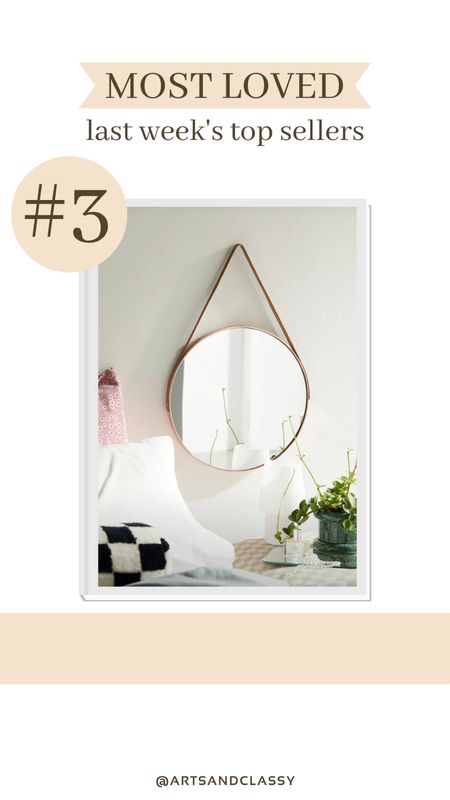 Hanging wall mirror with a chic leather strap, on sale now under $75!

#LTKhome #LTKunder100 #LTKsalealert