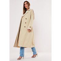 Petite Stone Oversized Midaxi Trench Coat | Missguided (US & CA)