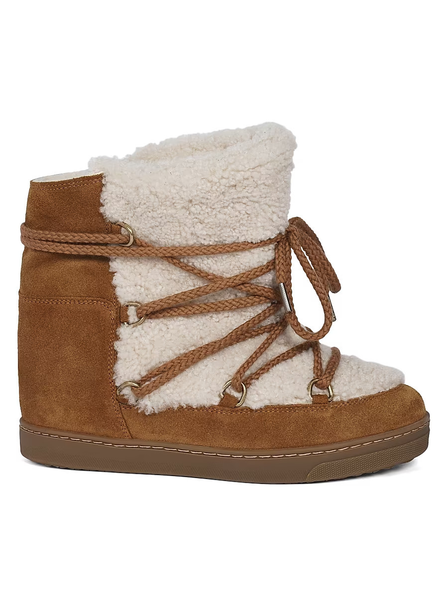 Women's Nowles 40MM Shearling & Leather Ankle Boots - Ecru Cognac - Size 11 | Saks Fifth Avenue