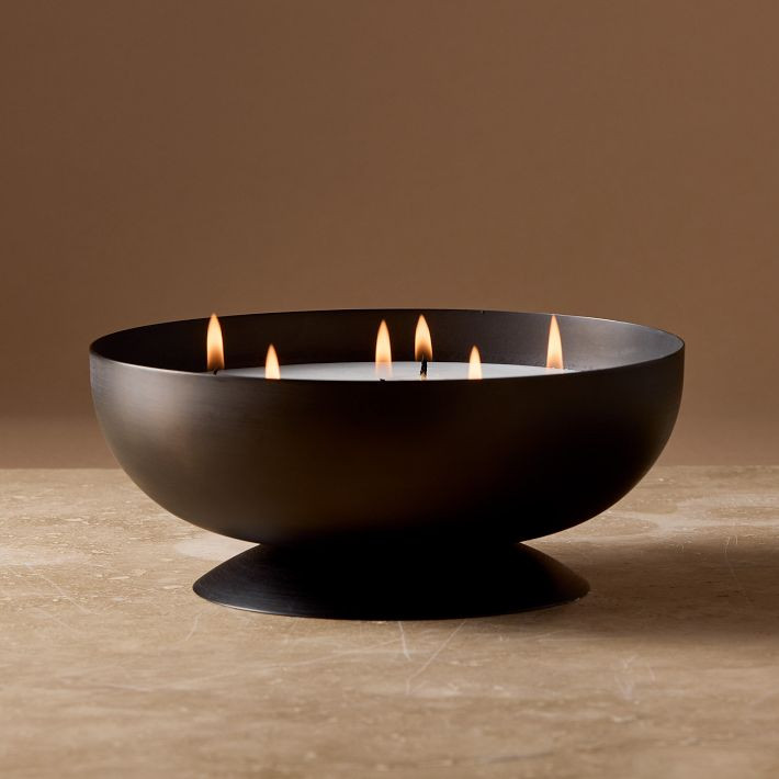 Polished Metal 3-Wick Filled Candle | West Elm (US)