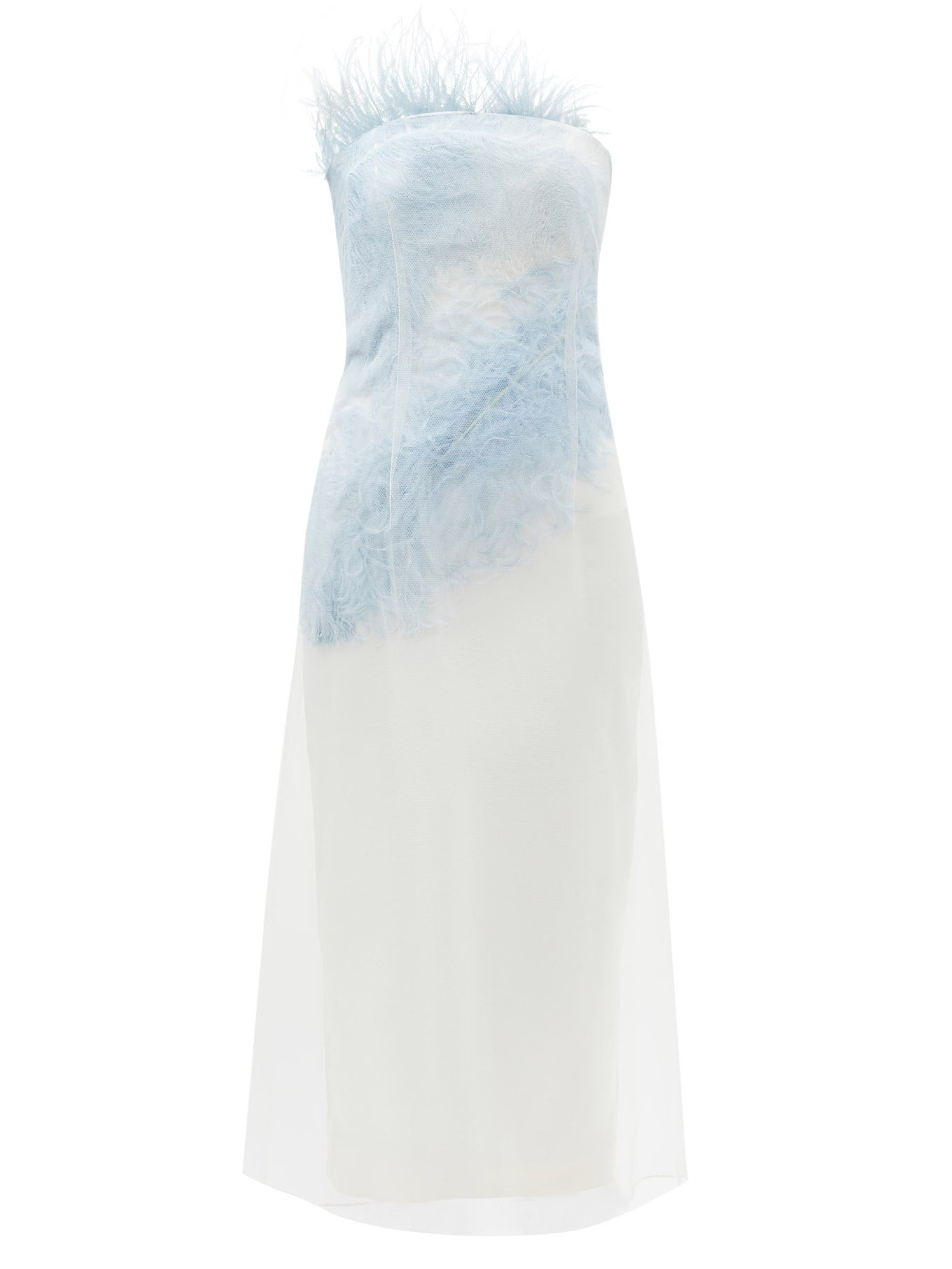 Minelli feather-trim off-the-shoulder mesh dress | Matches (UK)