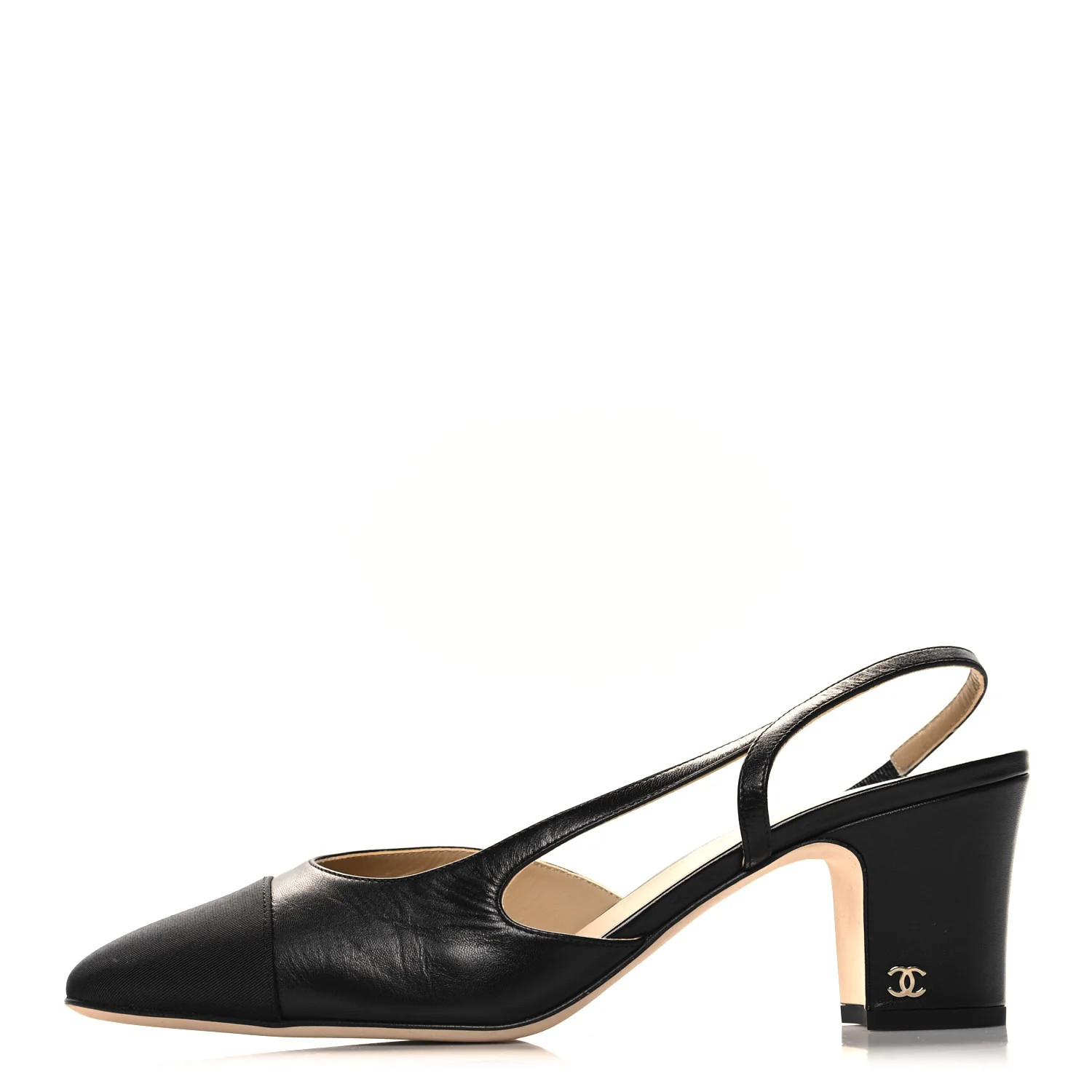 Goatskin Grosgrain Cap Toe CC Slingback Pumps 41 Black | FASHIONPHILE (US)