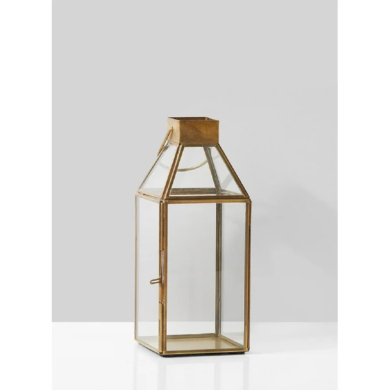 Serene Spaces Living Small Size Square Gold Lantern, Measures 10 inches Tall, Sold Individually | Walmart (US)