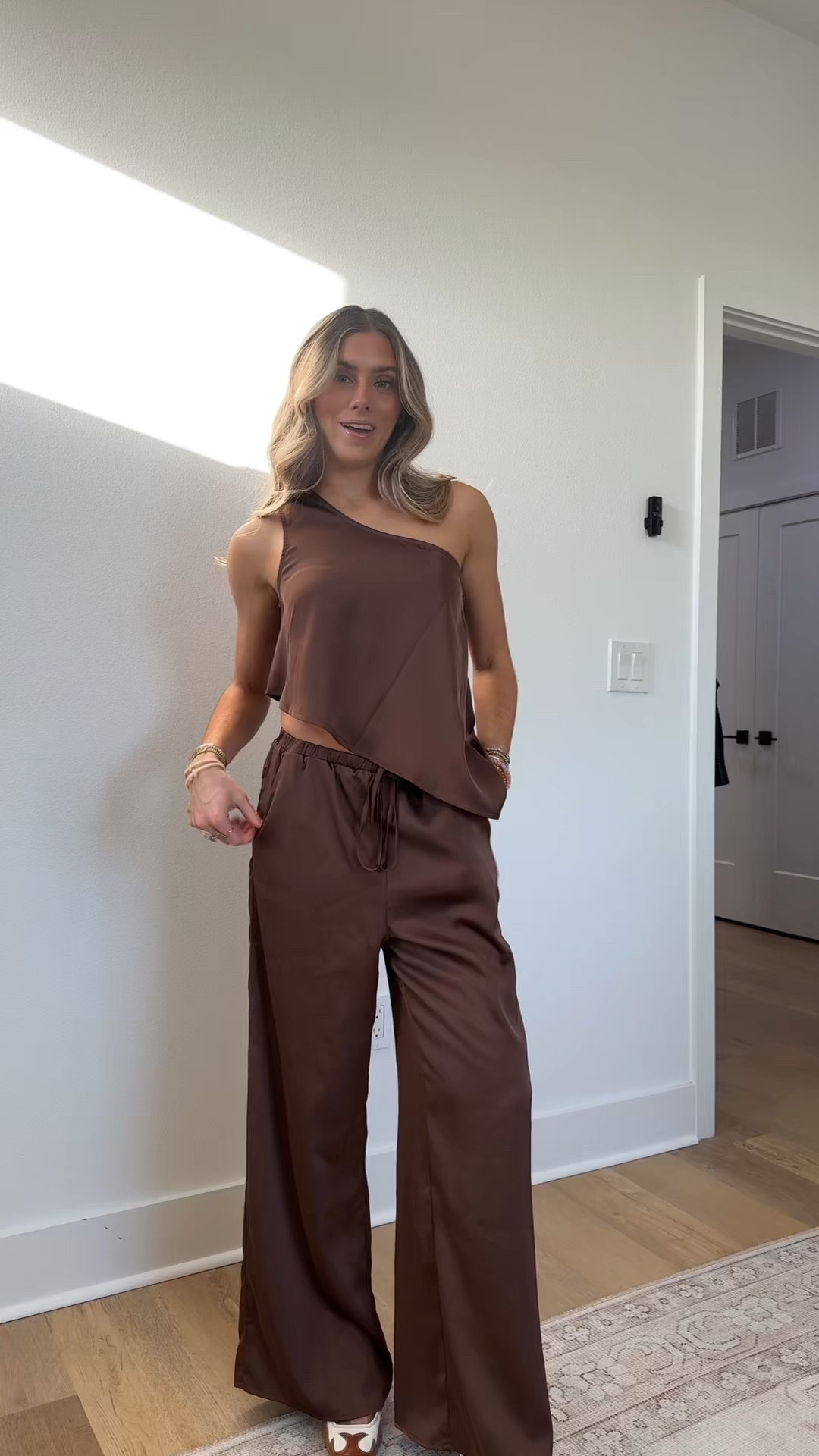 @shop12thtribe size XS pants and top my code is SLOANEV10. 
Chic never looked this easy. The Estelle Espresso Top with a one shoulder neckline and asymmetrical silhouette is made to move with you. Pair with the matching Estelle Espresso Pants for a head-turning set, or style solo with a tank or tee for elevated off-duty vibes. Chic never looked this easy. The Estelle Satin Pant flows with a wide-leg silhouette in rich espresso satin—made to move with you.Pair it with the matching Estelle Espresso One Shoulder Top for a head-turning set, or style solo with a tank or tee for elevated off-duty vibes 

#LTKSeasonal #LTKootd #LTKSaleAlert