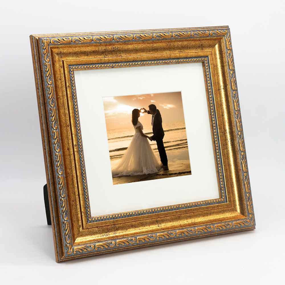 Antique gold photo frames 8x8 Mat 5x5 -HD Glass Black Velvet Back Panel for Family,Wedding,Festiv... | Amazon (US)