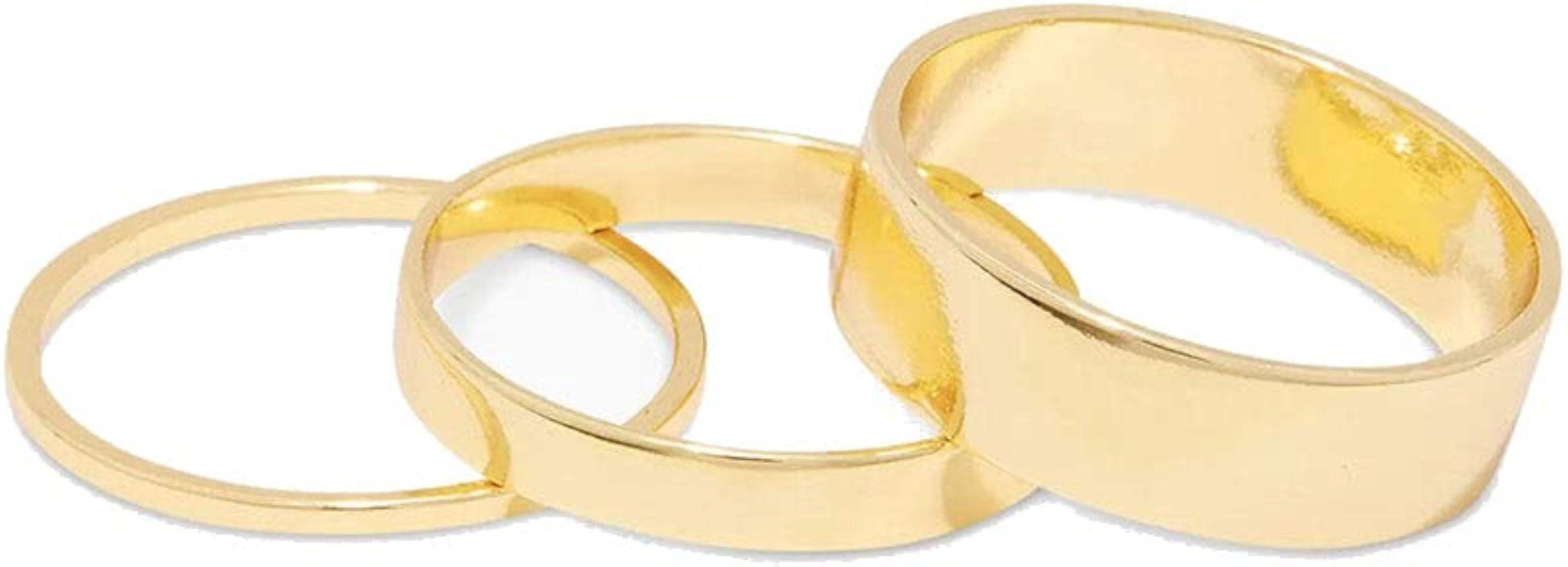 gorjana Women's Rose Ring Set, 18k Gold Plated, Set of 3 Flat High Shine Bands | Amazon (US)