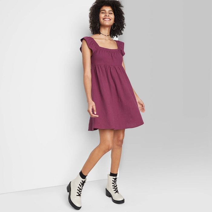 Women's Ruffle Sleeve On/Off the Shoulder Woven Babydoll Dress - Wild Fable™ | Target